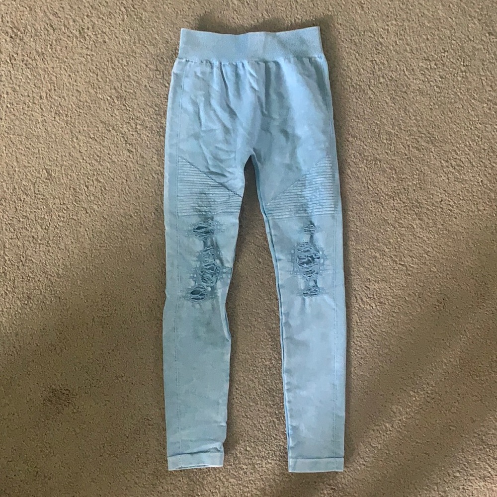Distressed Denim Leggings